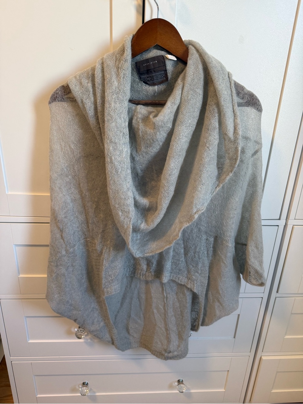 Anthropologie Draped Knit Poncho in Light Gray